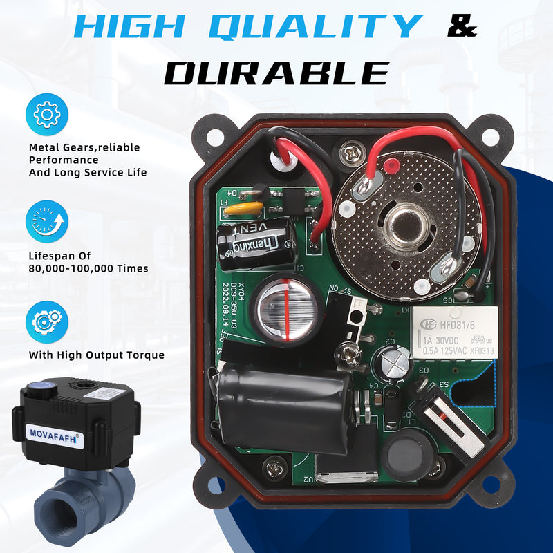 movafaFH 5V 12 24V 110 220V OP03 3 wire 1 point control PVC plastic Electric Actuated Motorized Ball Valve