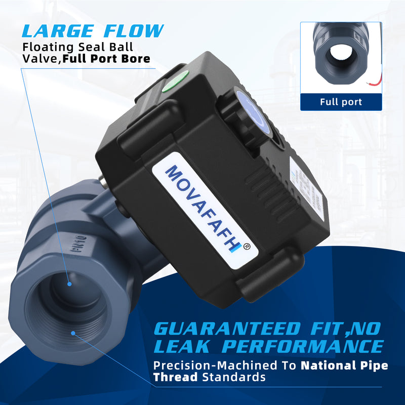movafaFH 5V 12 24V 110 220V OP03 3 wire 1 point control PVC plastic Electric Actuated Motorized Ball Valve