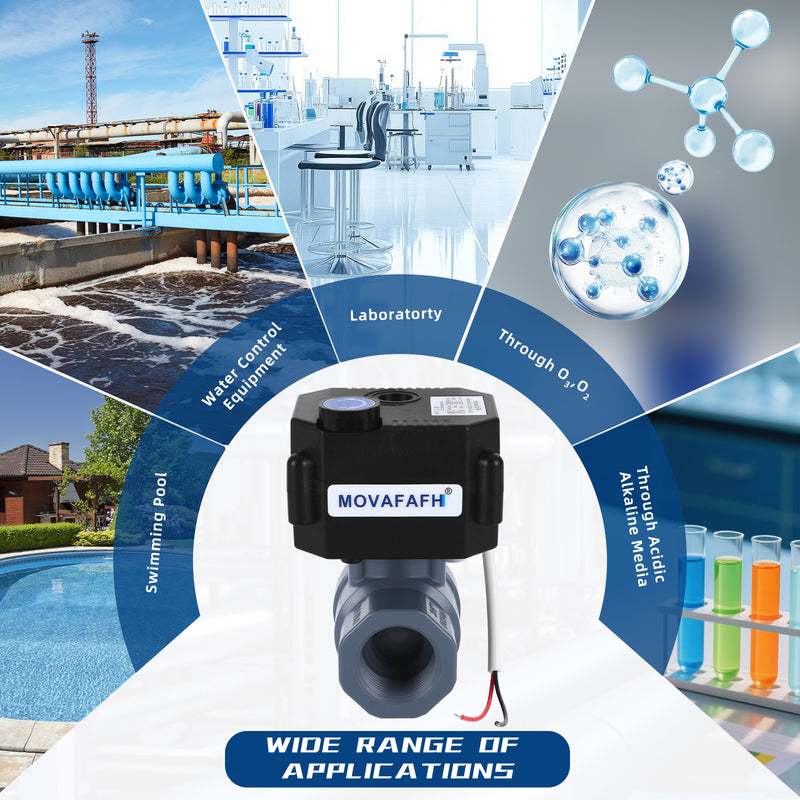 movafaFH 5V 12 24V 110 220V OP03 3 wire 1 point control PVC plastic Electric Actuated Motorized Ball Valve